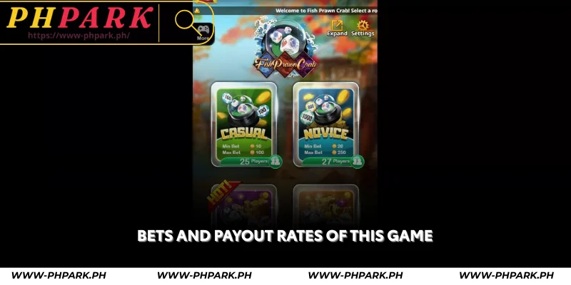bets and payout rates of this game